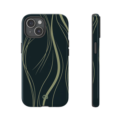 Green Tough Phone Case for iPhone - Obsidian Sage Flow