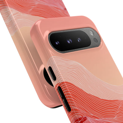 Red Tough Phone Case for Google Pixel - Crimson Ridge Contour