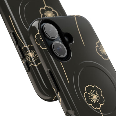 Black Tough 2.0 Magsafe Phone Case for iPhone - Obsidian Sand Petals