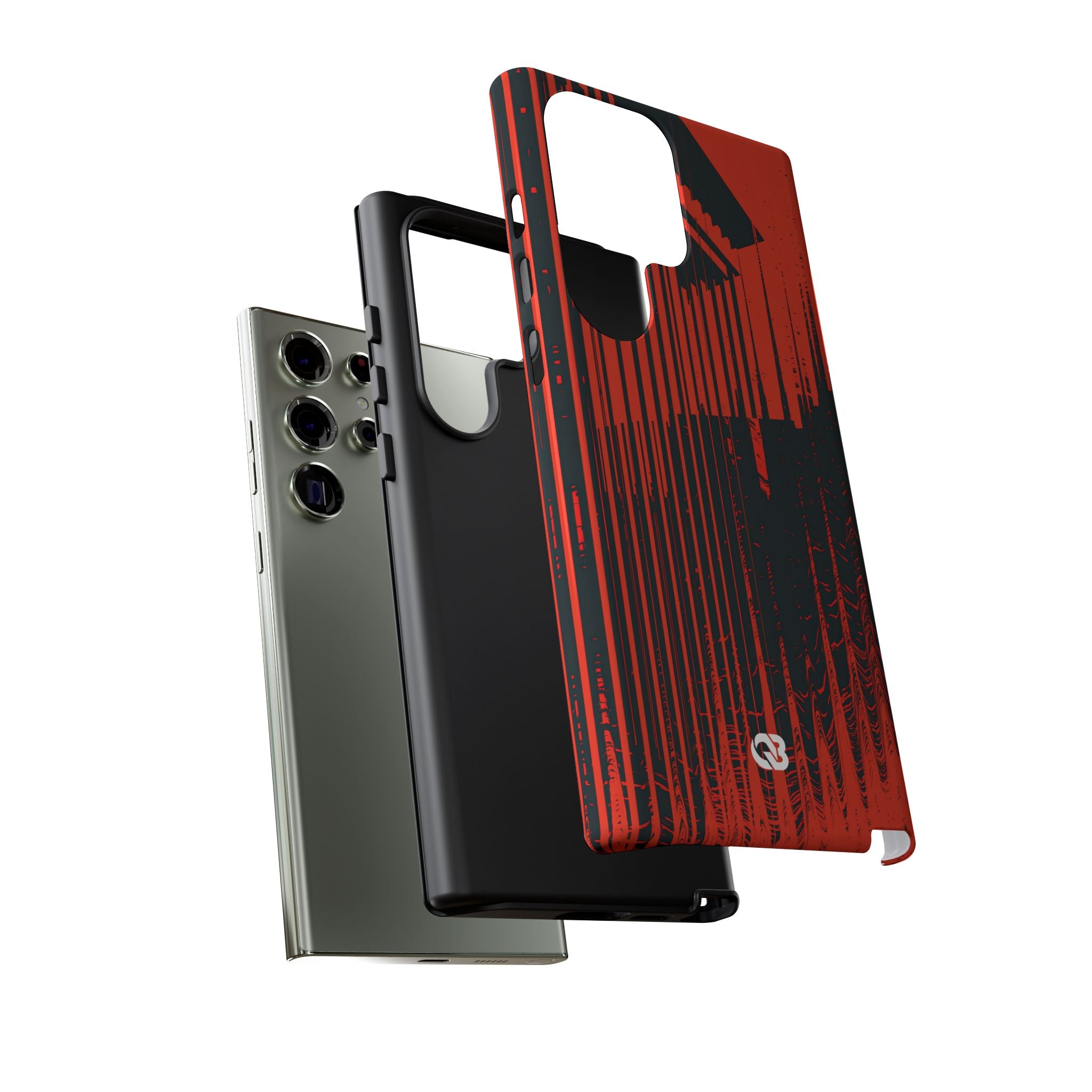Red Tough Phone Case for Samsung - Crimson Brutalist Distortion