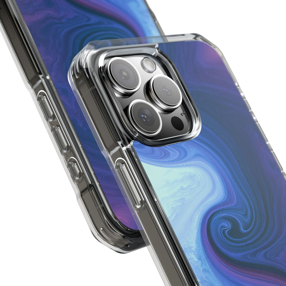 Azure Fluid Swirl · Clear Impact Magnetic Phone Case for iPhone · Blue