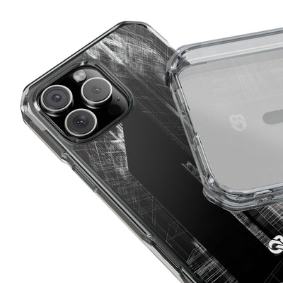 Black Impact MagSafe Phone Case for iPhone - Ghost Urban Wireframe