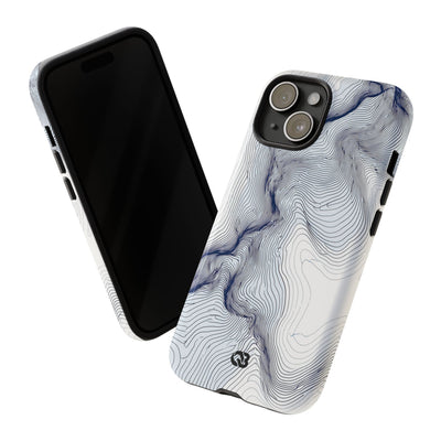 White Tough Phone Case for iPhone - Nordic Ridge Topo