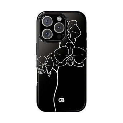 Black Tough Phone Case for iPhone - Noir Alabaster Orchid