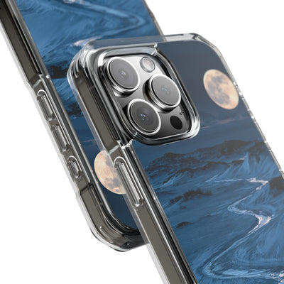 Arctic Moon Drift · Clear Impact Magnetic Phone Case for iPhone · Blue