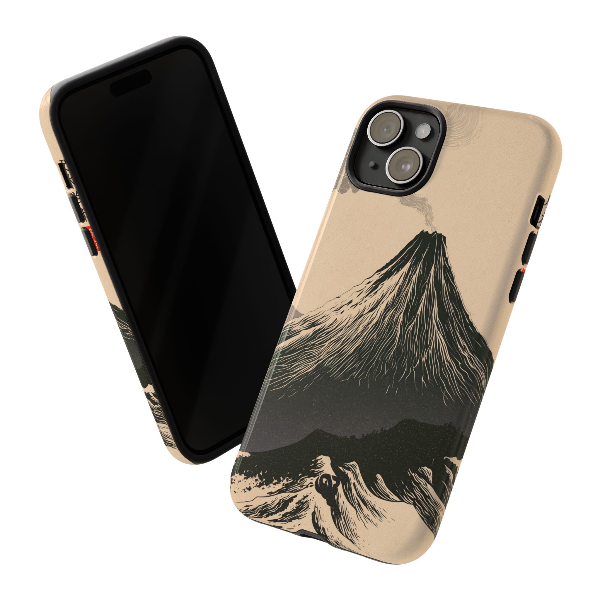 Beige Tough Phone Case for iPhone - Obsidian Ink Summit