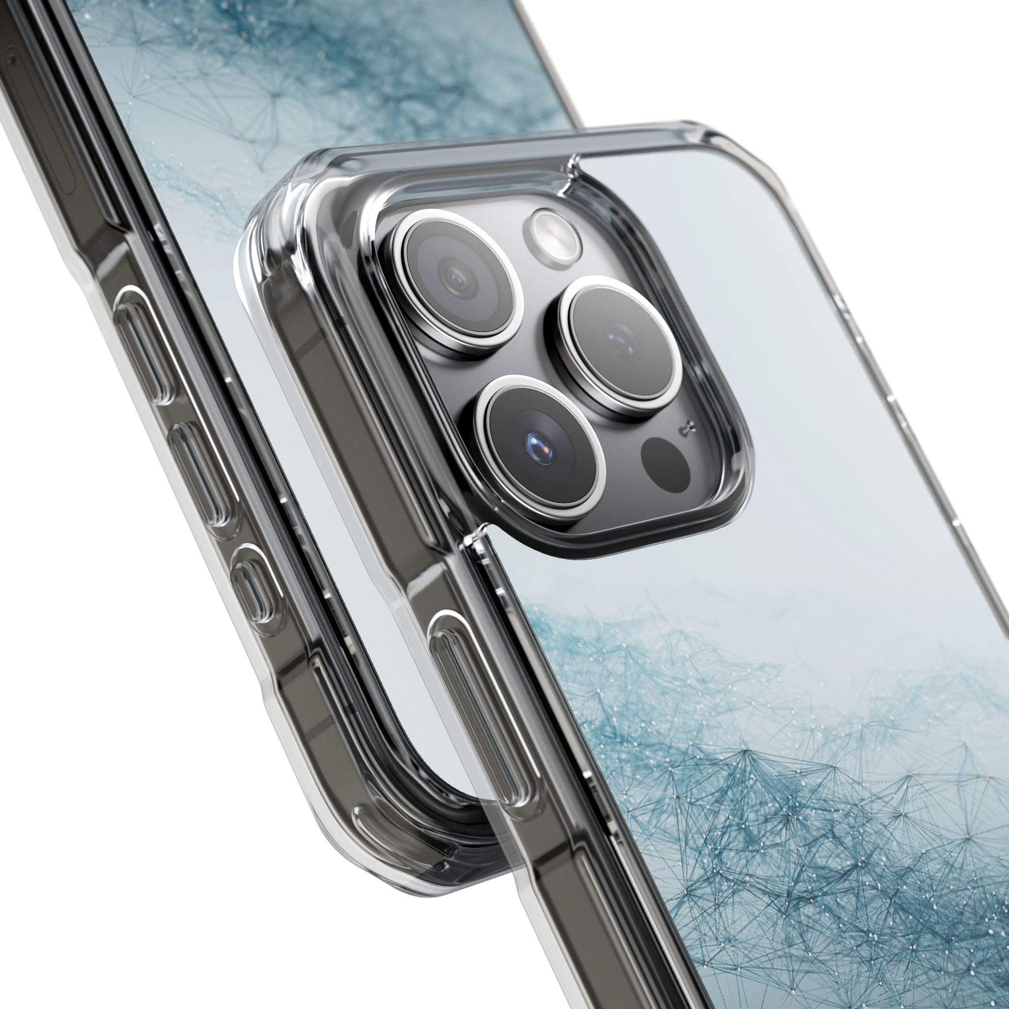 Teal Impact MagSafe Phone Case for iPhone - Cyan Vector Lattice