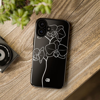 Black Tough Phone Case for iPhone - Noir Alabaster Orchid