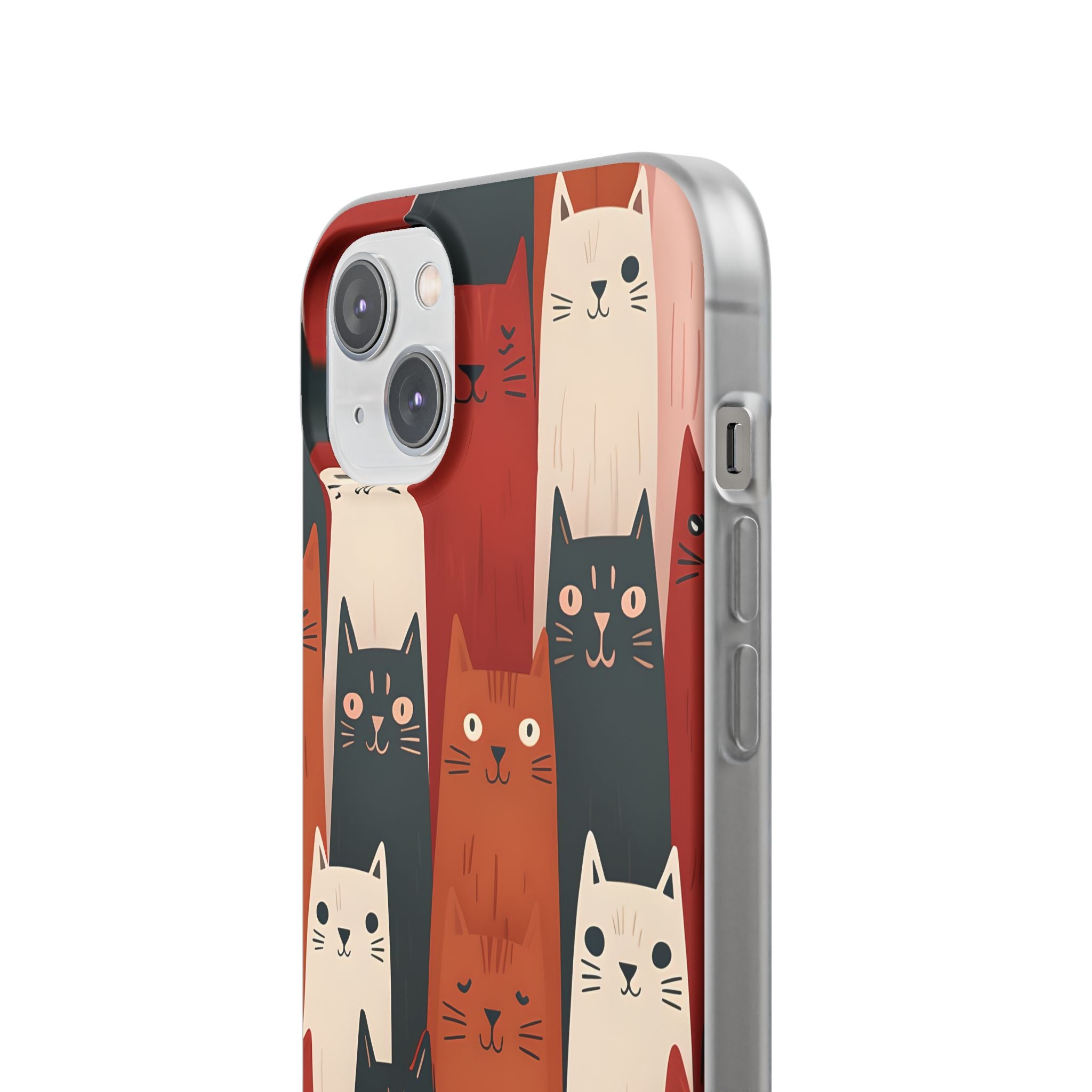 Elongated Cats Black iPhone 14 Plus Case - Soft