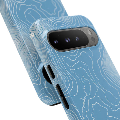 Blue Tough Phone Case for Google Pixel - Glacial Ridge Topo