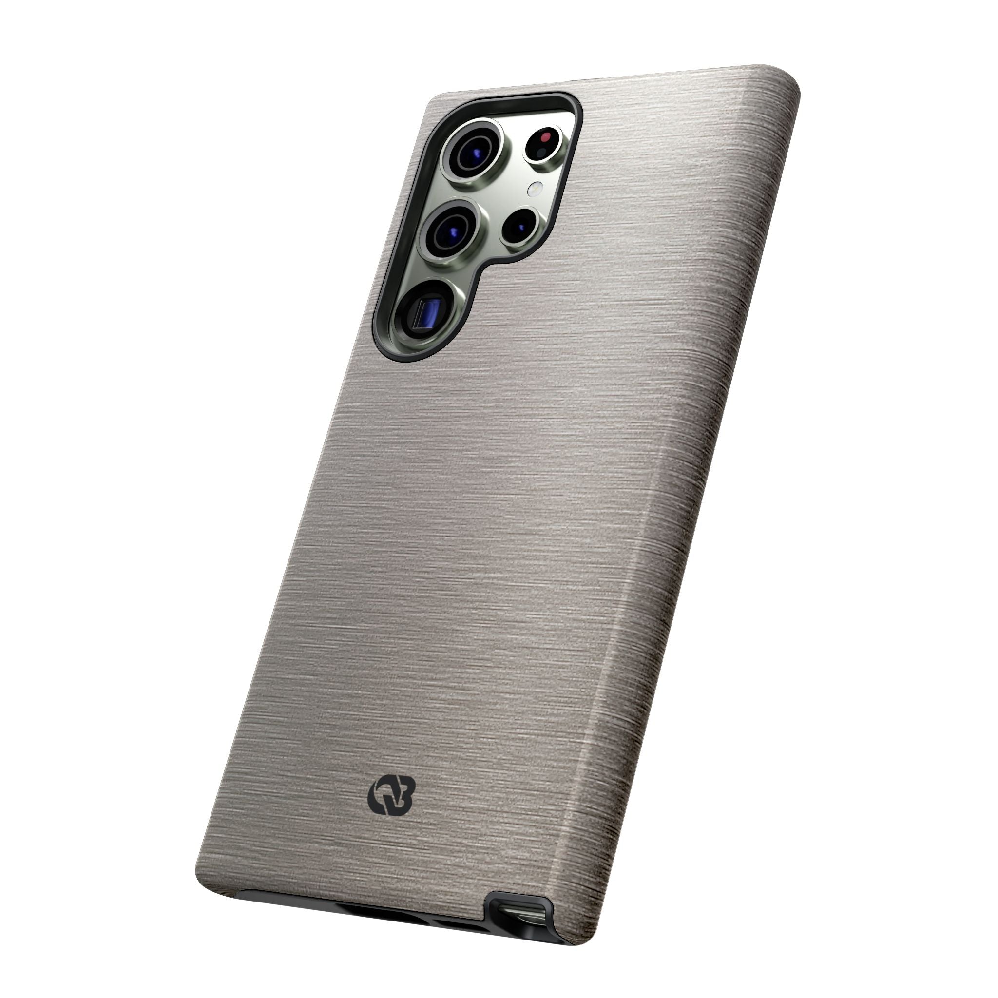 Grey Tough Phone Case for Samsung - Brushed Nickel Linen