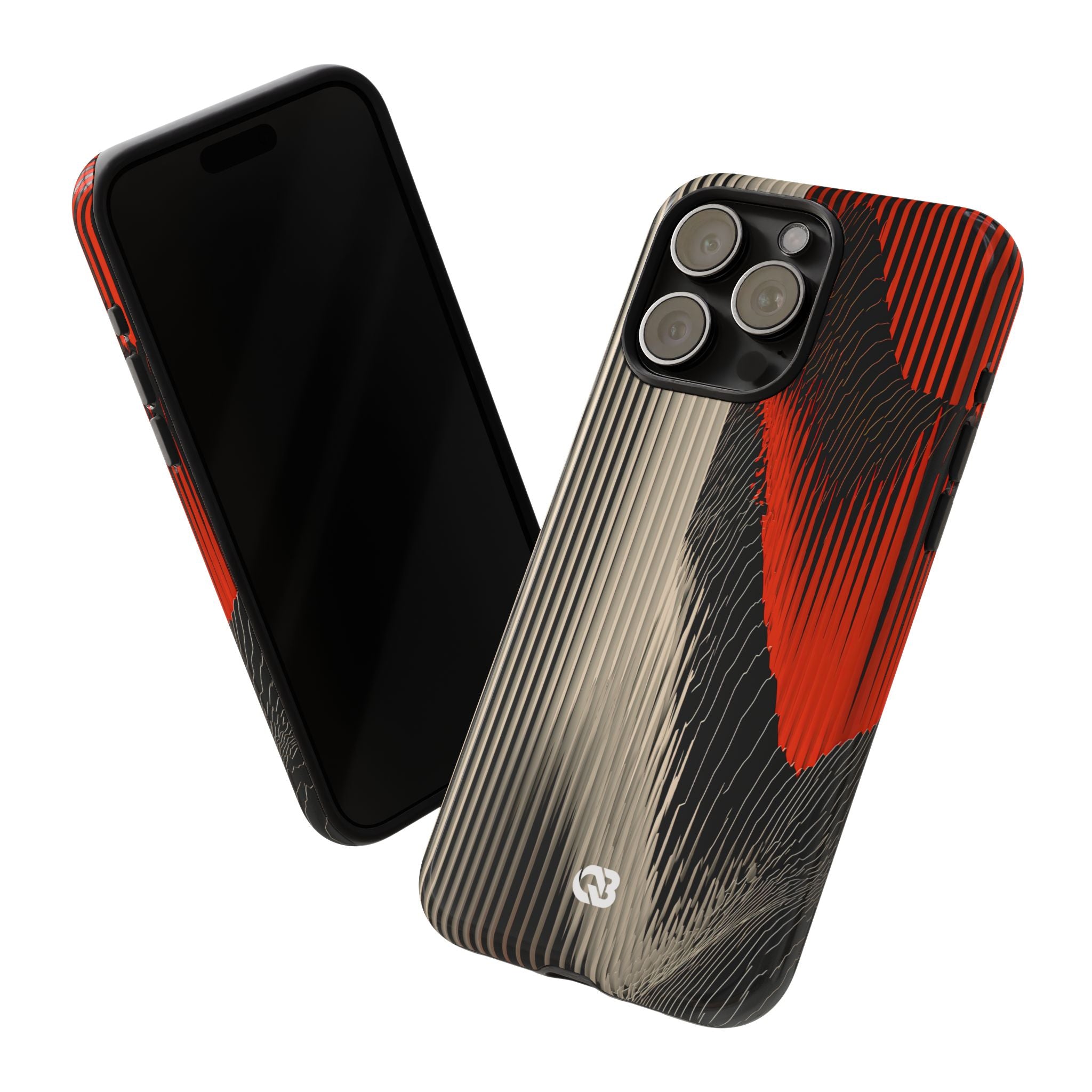 Red Tough Phone Case for iPhone - Crimson Pulse Topo