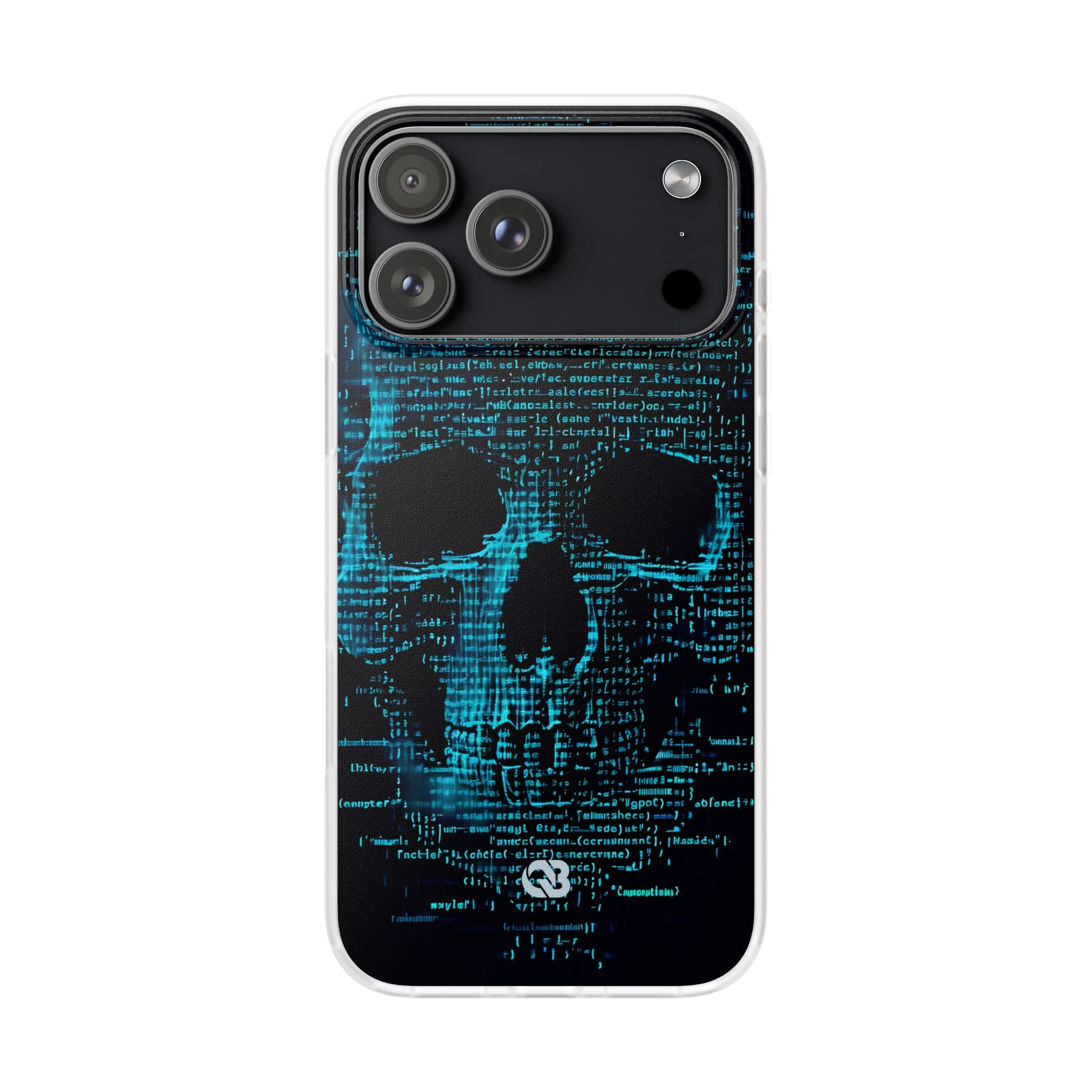 Cyan Glitch Skull · Soft Phone Case for iPhone