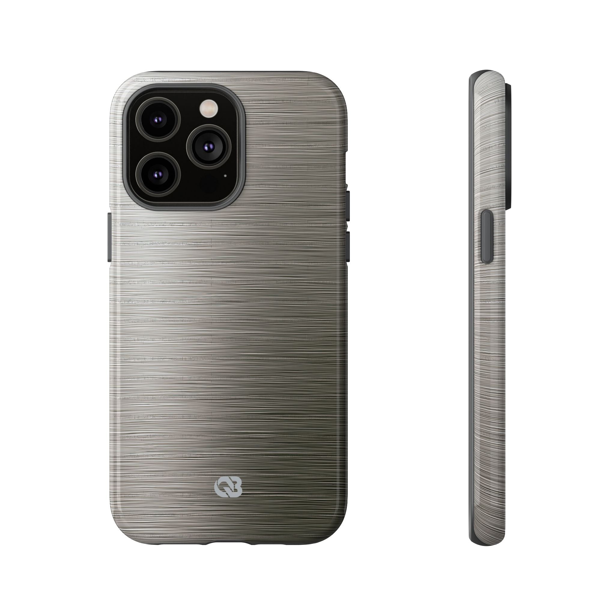 Grey Tough Phone Case for iPhone - Brushed Industrial Steel