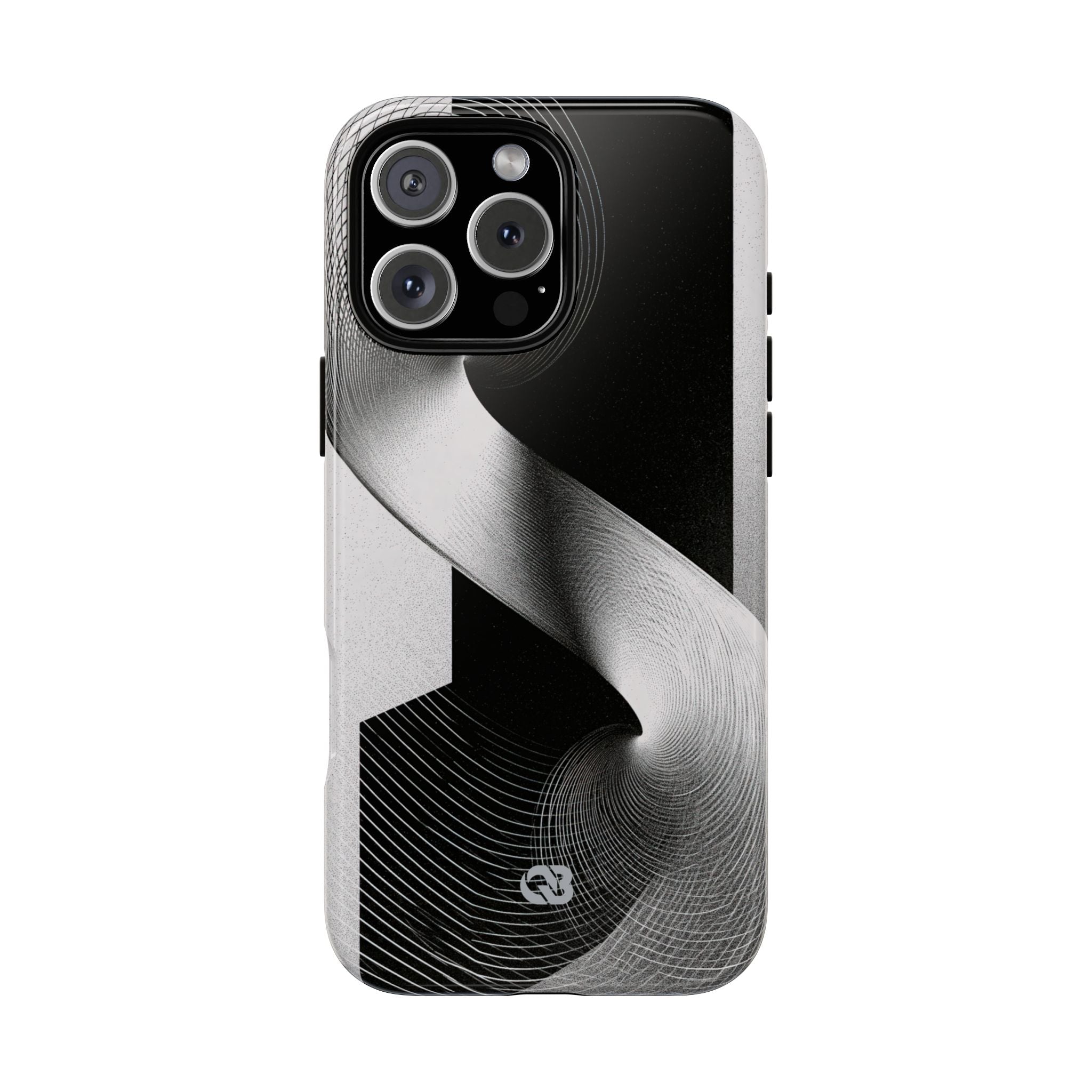Grey Tough Phone Case for iPhone - Obsidian Moiré Wave