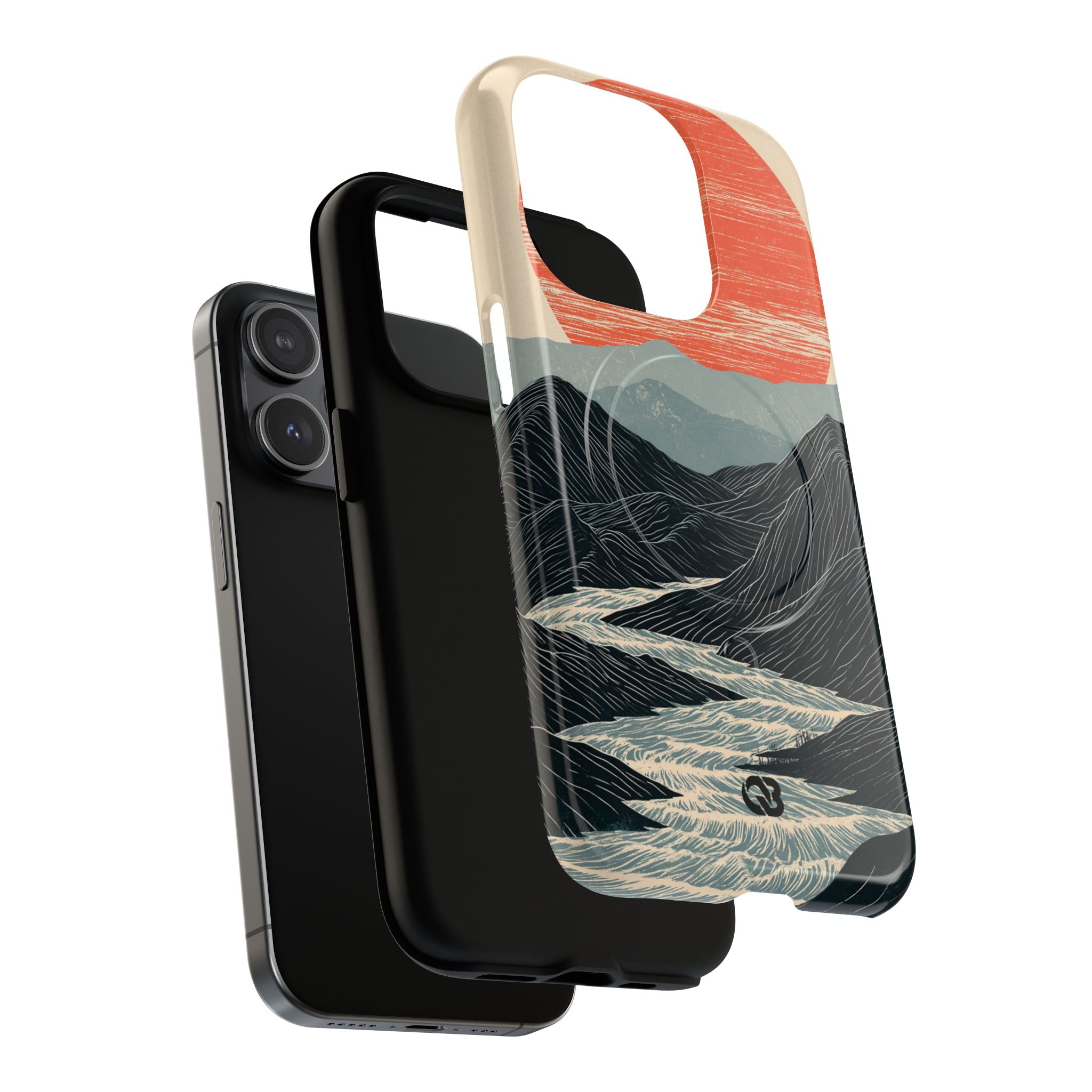 Beige Tough 2.0 Magsafe Phone Case for iPhone - Crimson Ridge Flow