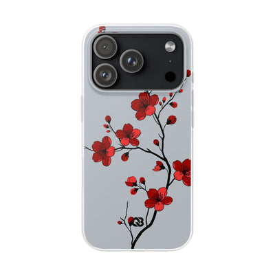 Grey Lite Phone Case for iPhone - Crimson Blossom Onyx