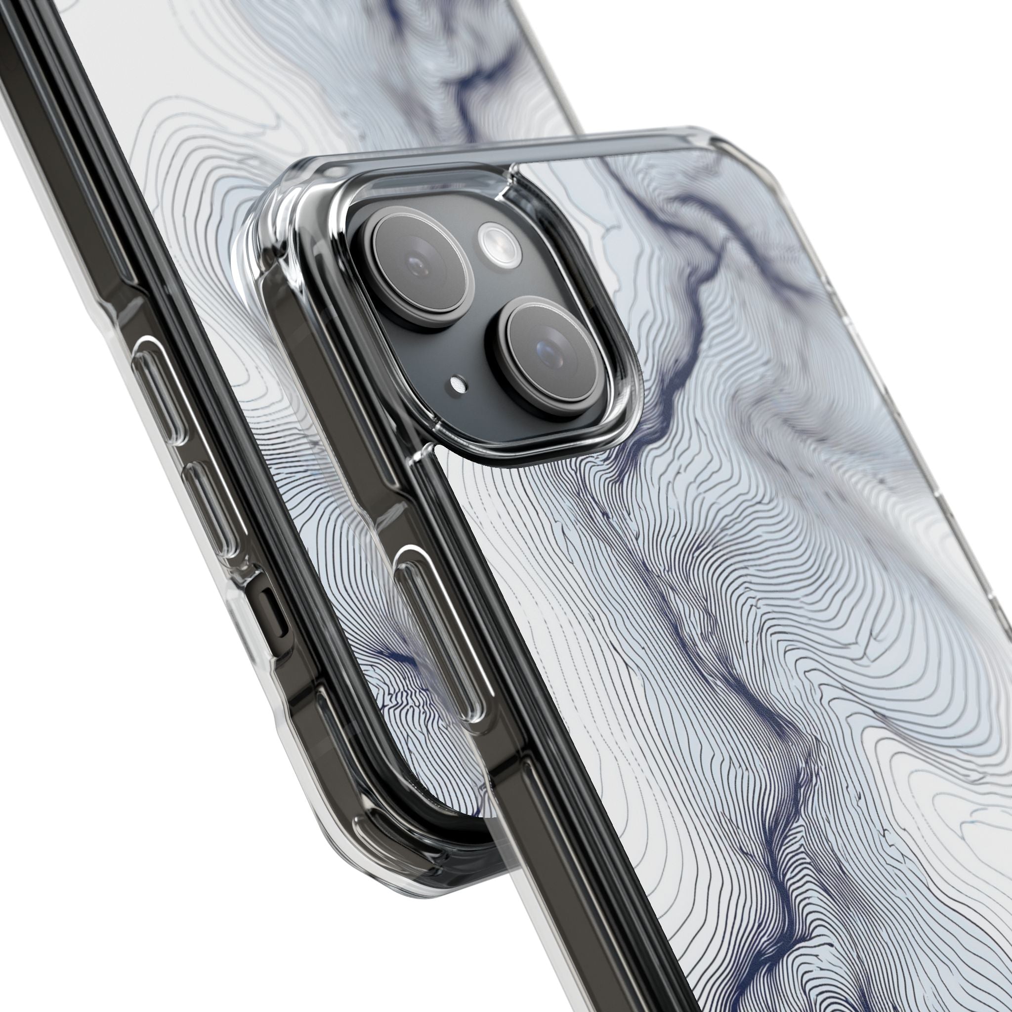 White Impact MagSafe Phone Case for iPhone - Nordic Ridge Topo