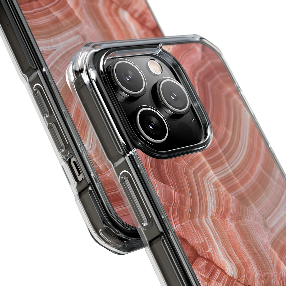 Blushing Rose Strata · Clear Impact Magnetic Phone Case for iPhone · Pink