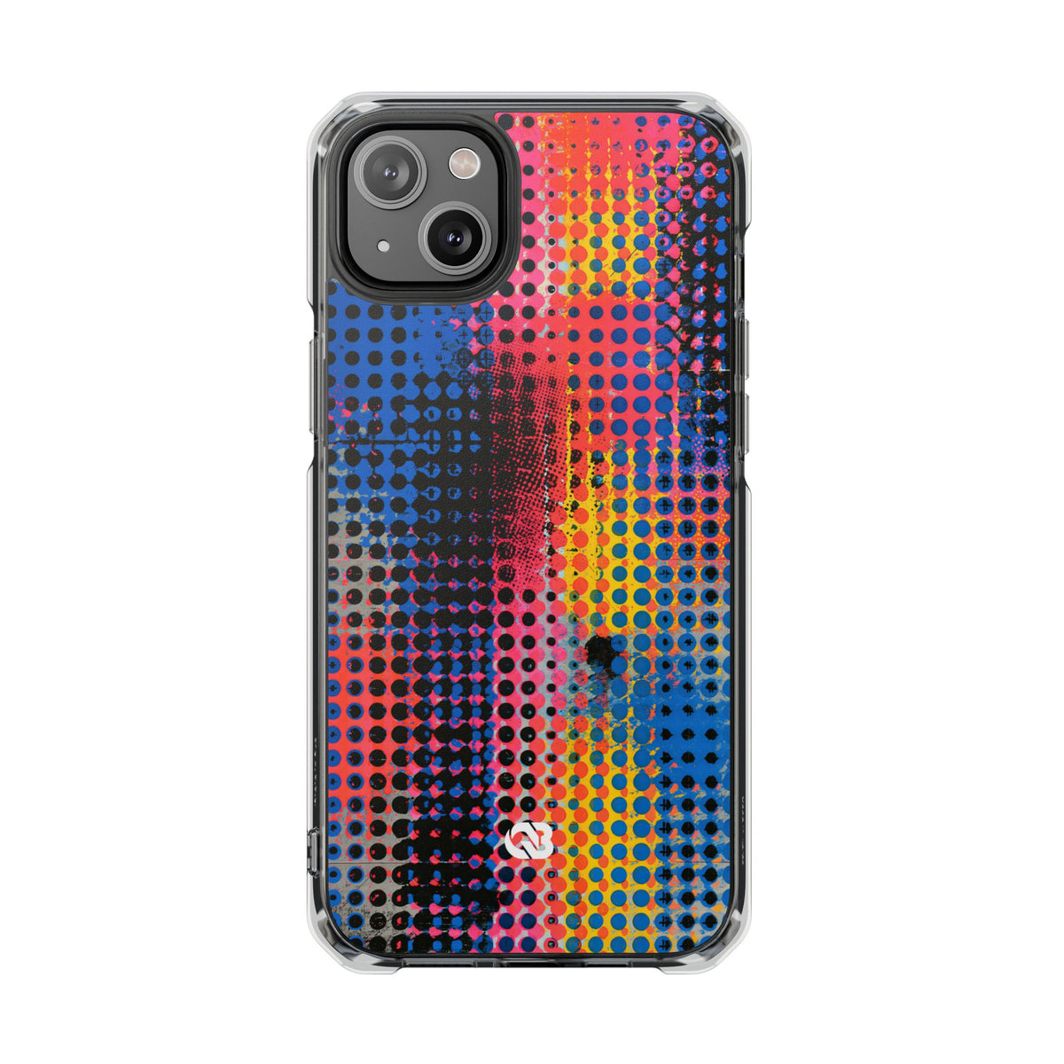 Chromatic Halftone Grid · Clear Impact Magnetic Phone Case for iPhone ·  Blue