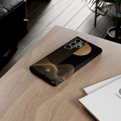 Gold Tough Phone Case for Samsung - Gilded Obsidian Dunes