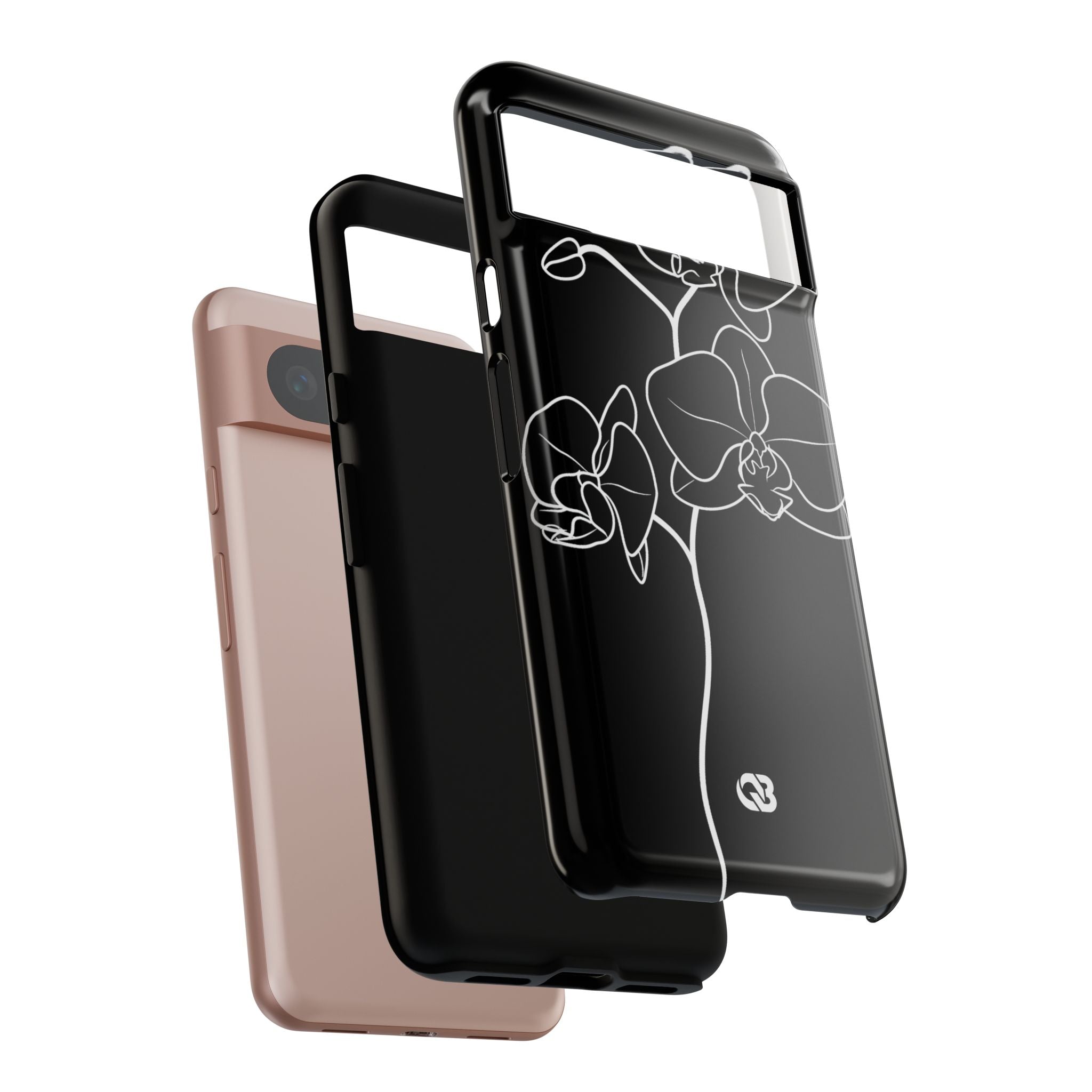 Black Tough Phone Case for Google Pixel - Noir Alabaster Orchid