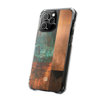 Teal Impact MagSafe Phone Case for iPhone - Verdigris Copper Slab
