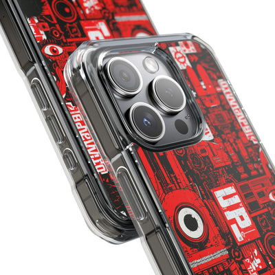 Neo Mecha Collage · Clear Impact Magnetic Phone Case for iPhone · Red