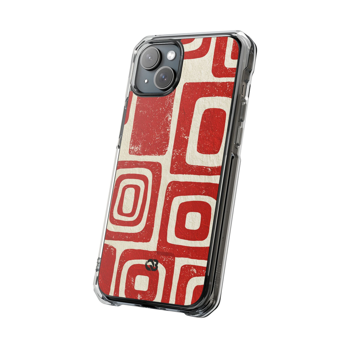 Vermilion Block Motif · Clear Impact Magnetic Phone Case for iPhone · Red
