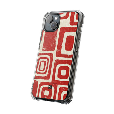 Vermilion Block Motif · Clear Impact Magnetic Phone Case for iPhone · Red