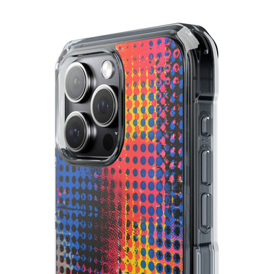 Chromatic Halftone Grid · Clear Impact Magnetic Phone Case for iPhone ·  Blue