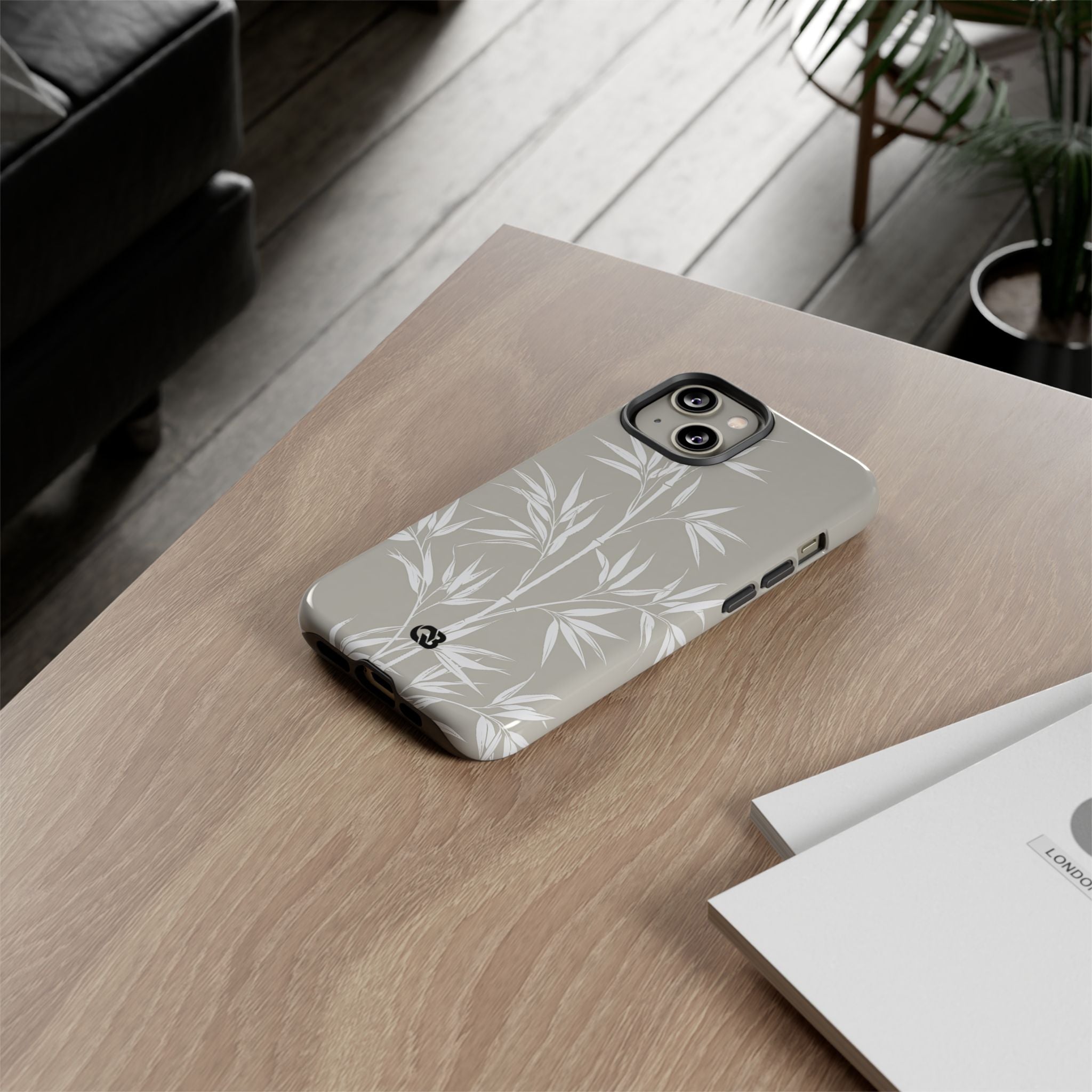 Beige Tough Phone Case for iPhone - Sandstone Bamboo Stalks