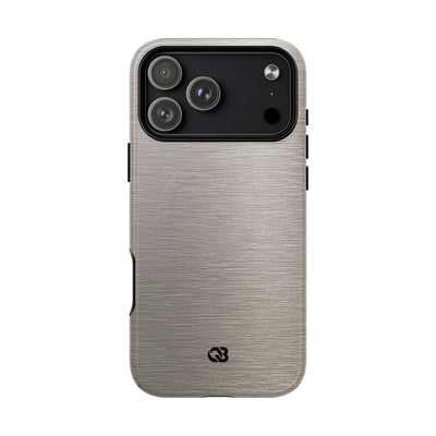 Grey Tough 2.0 Magsafe Phone Case for iPhone - Brushed Nickel Linen