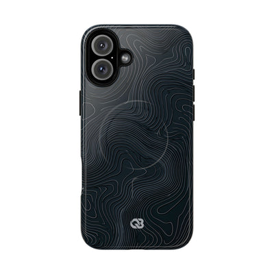 Black Tough 2.0 Magsafe Phone Case for iPhone - Obsidian Ridge Topo