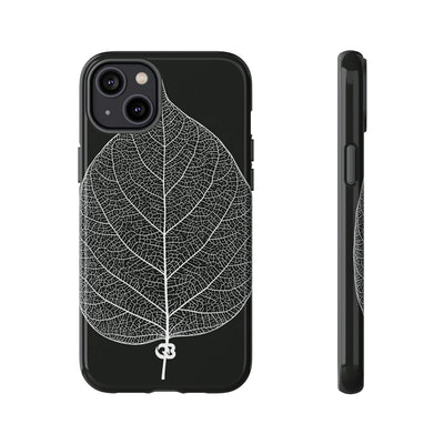Black Tough Phone Case for iPhone - Bleached Leaf Lattice