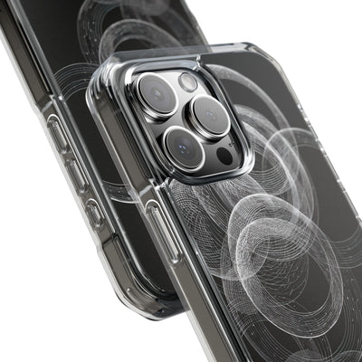 Black Impact MagSafe Phone Case for iPhone - Kinetic Wireframe Orbit
