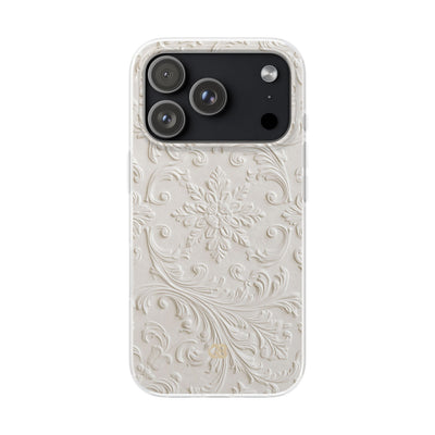 White Lite Phone Case for iPhone - Alabaster Floral Relief