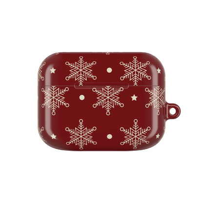 Cream Snowflakes Crimson - AirPods Case