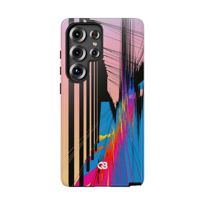Blue Tough Phone Case for Samsung - Fractured Data Skyline