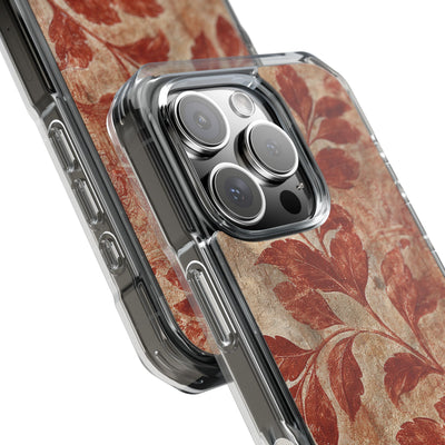 Terracotta Botanical Fresco · Clear Impact Magnetic Phone Case for iPhone · Red