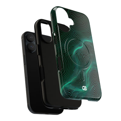 Teal Tough 2.0 Magsafe Phone Case for iPhone - Neon Jade Contour