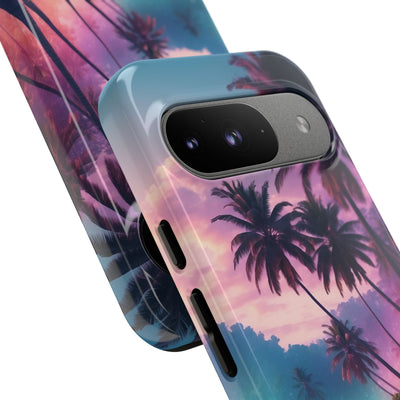 Neon Shore Palms · Tough Handyhülle für Google Pixel