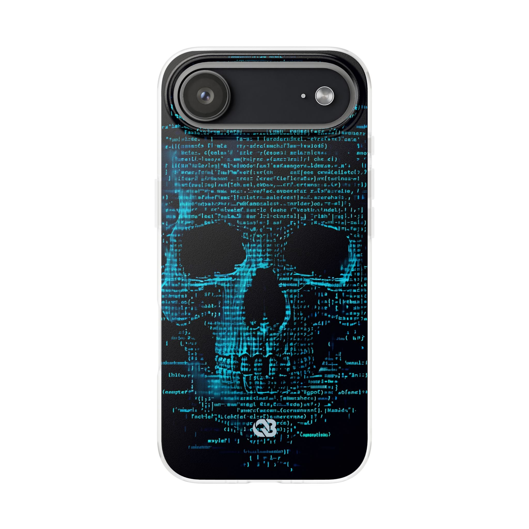Cyan Glitch Skull · Soft Phone Case for iPhone