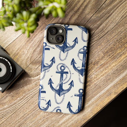 Navy Anchor Loop iPhone 15 Plus Case - Tough