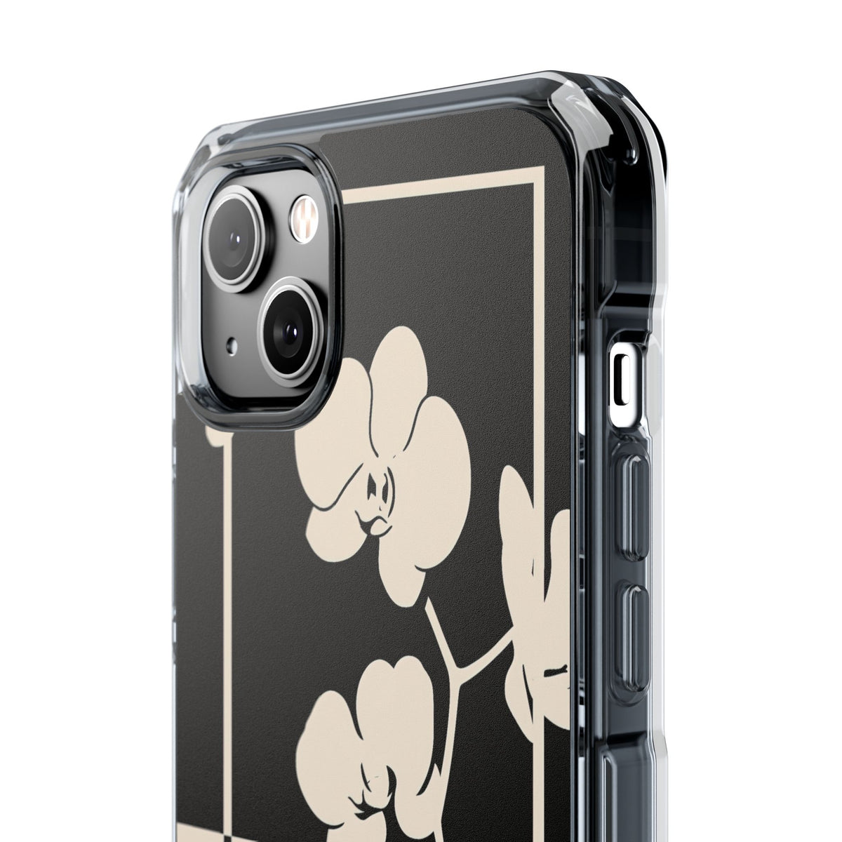 Geometric Orchid Bloom · Clear Impact Magnetic Phone Case for iPhone ·  Black