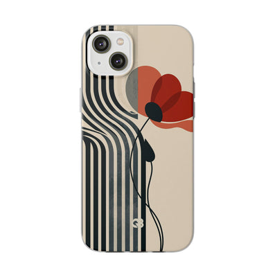 Beige Lite Phone Case for iPhone - Crimson Line Bloom