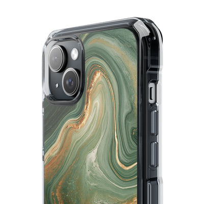 Jade Suminagashi · Clear Impact Magnetic Phone Case for iPhone · Green