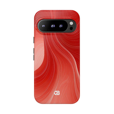 Red Tough Phone Case for Google Pixel - Crimson Silk Strands
