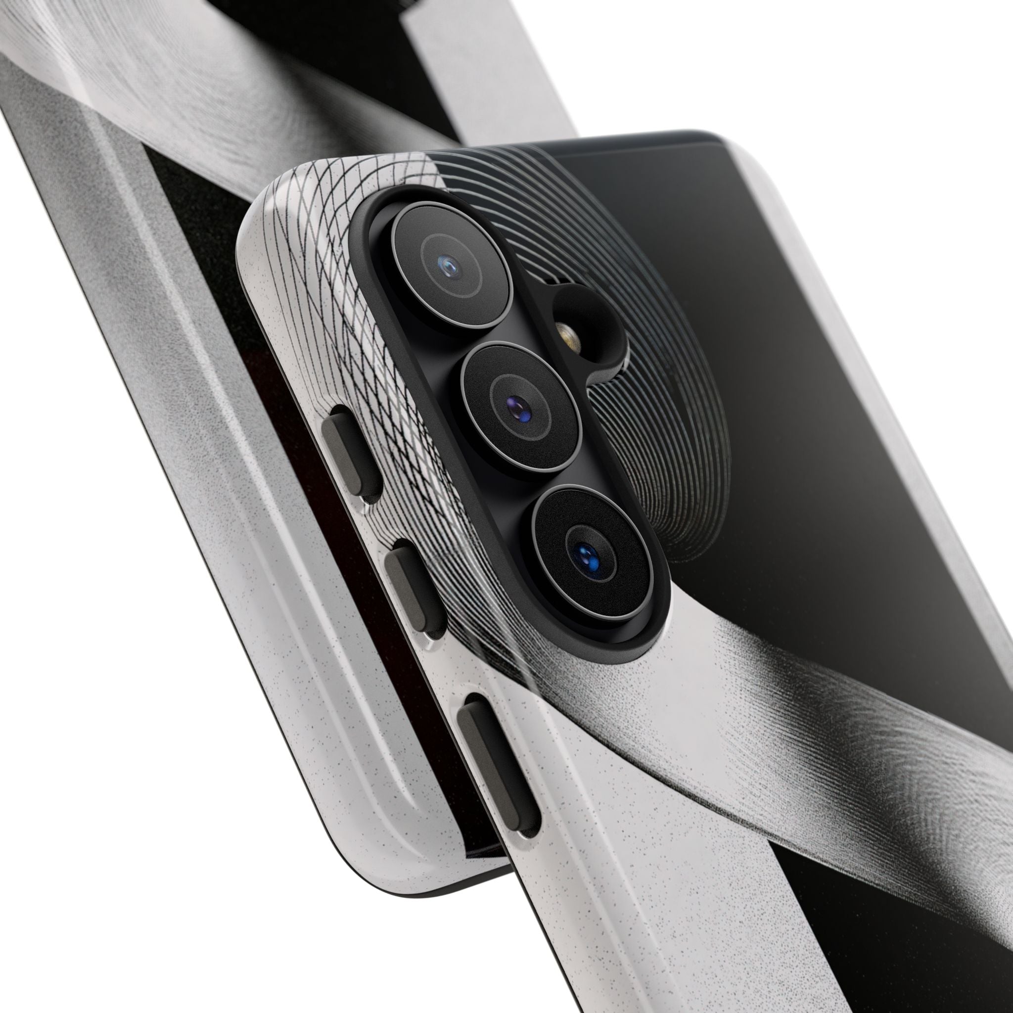 Grey Tough Phone Case for Samsung - Obsidian Moiré Wave