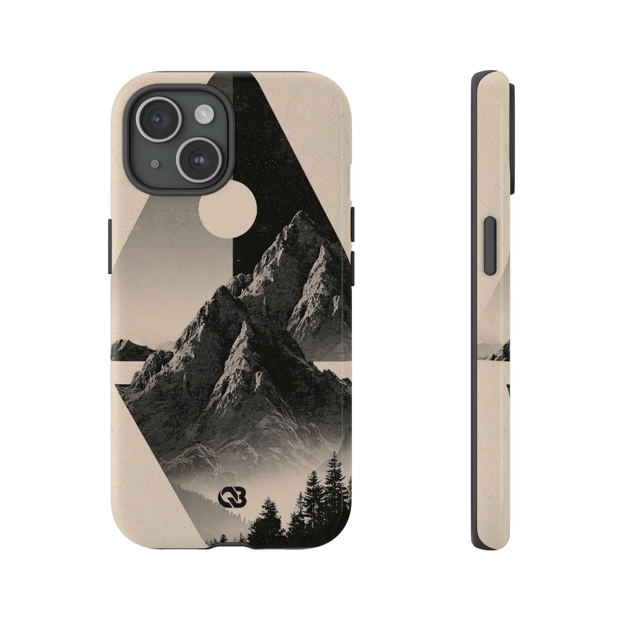 Beige Tough Phone Case for iPhone - Obsidian Summit Parchment